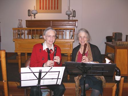 Kay and Barbara perform on recorder at Courthouse Museum.